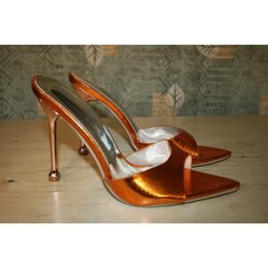 New Bronze Metallic Croc Mules Heels 41 / 10